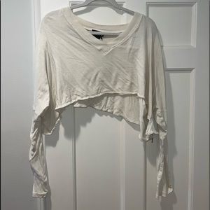 Urban Outfitters Cropped Long Sleeve White Top